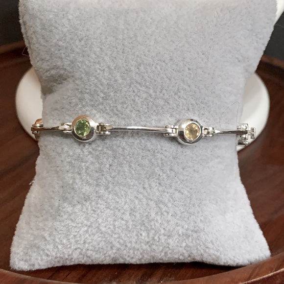 925 silver bracelet with multi color stones - Picture 2 of 7
